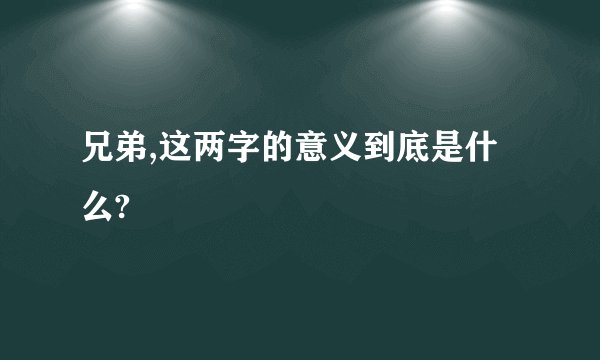 兄弟,这两字的意义到底是什么?