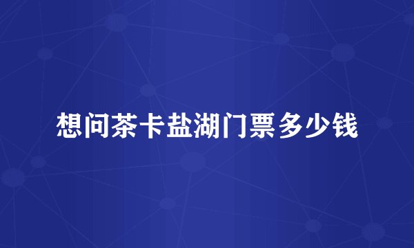 想问茶卡盐湖门票多少钱