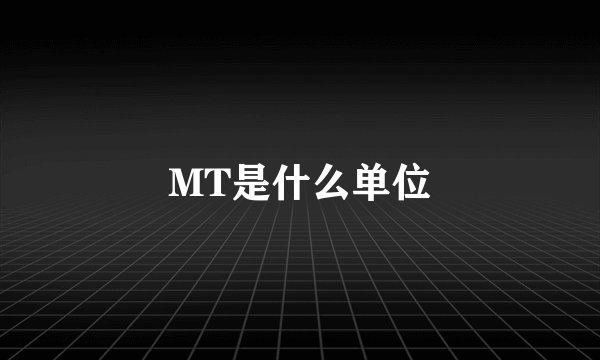 MT是什么单位
