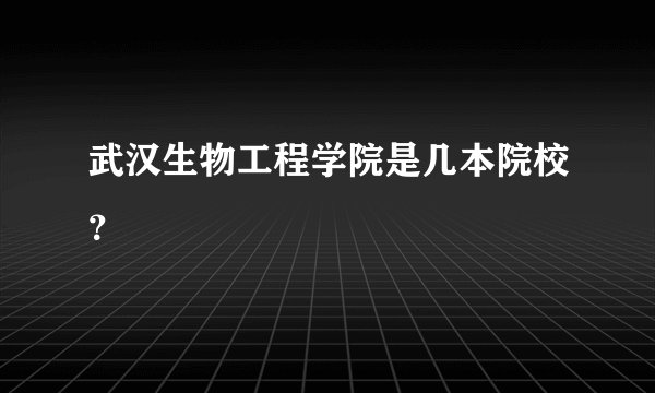 武汉生物工程学院是几本院校？