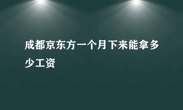 成都京东方一个月下来能拿多少工资