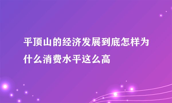 平顶山的经济发展到底怎样为什么消费水平这么高