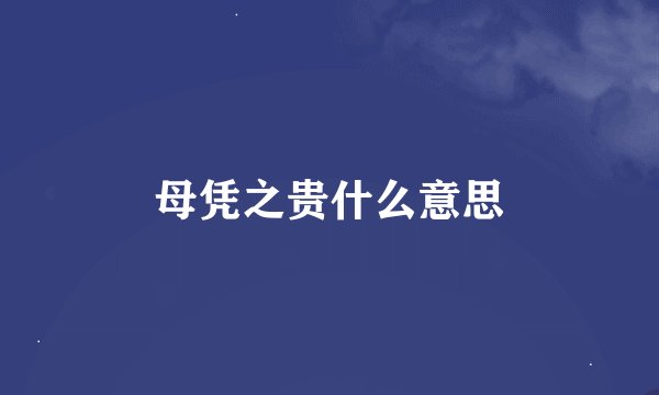 母凭之贵什么意思