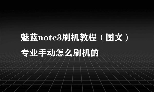 魅蓝note3刷机教程（图文）专业手动怎么刷机的