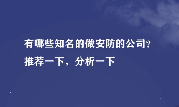 有哪些知名的做安防的公司？推荐一下，分析一下