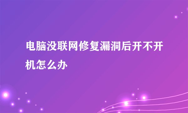 电脑没联网修复漏洞后开不开机怎么办