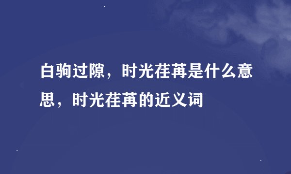白驹过隙，时光荏苒是什么意思，时光荏苒的近义词