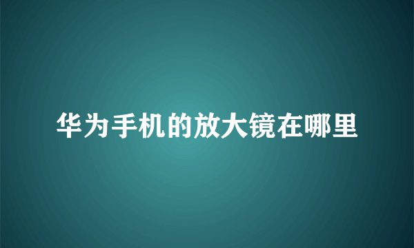 华为手机的放大镜在哪里