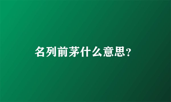 名列前茅什么意思？