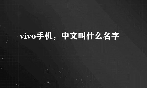 vivo手机，中文叫什么名字