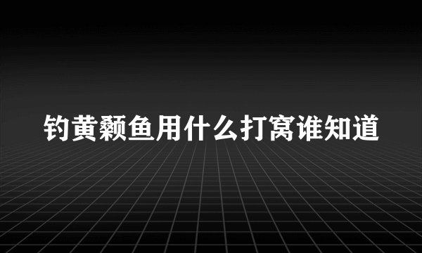 钓黄颡鱼用什么打窝谁知道