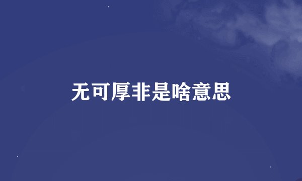 无可厚非是啥意思