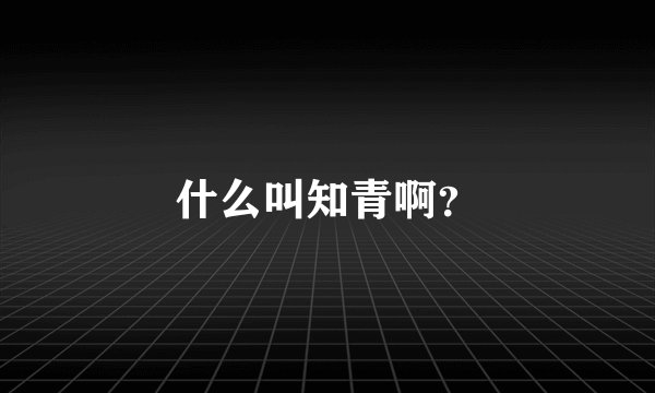 什么叫知青啊?