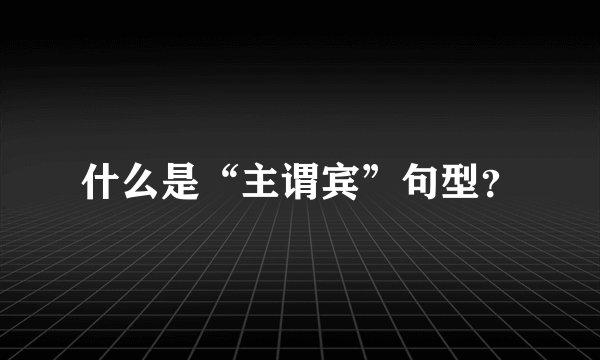 什么是“主谓宾”句型？