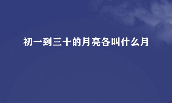 初一到三十的月亮各叫什么月