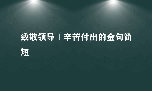 致敬领导｜辛苦付出的金句简短