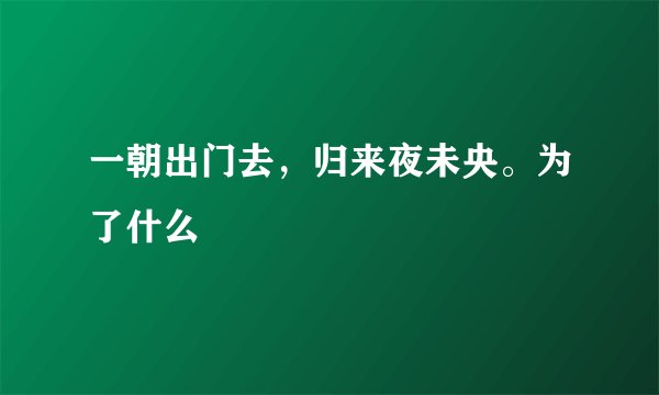 一朝出门去，归来夜未央。为了什么