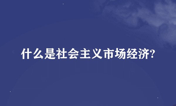 什么是社会主义市场经济?