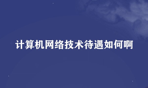 计算机网络技术待遇如何啊