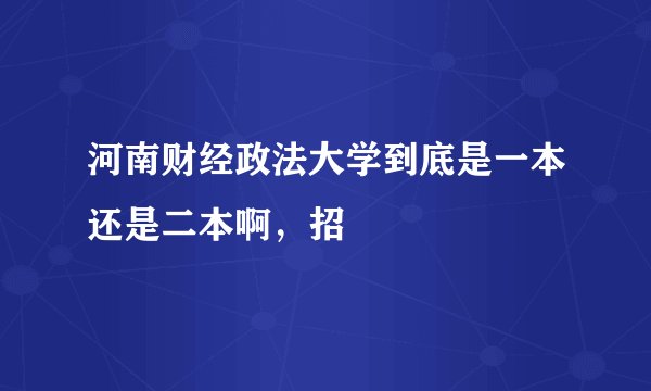 河南财经政法大学到底是一本还是二本啊，招