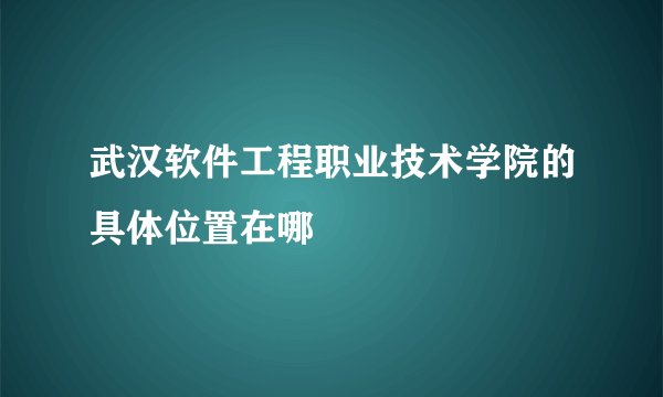 武汉软件工程职业技术学院的具体位置在哪