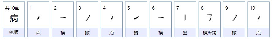 病字的笔顺