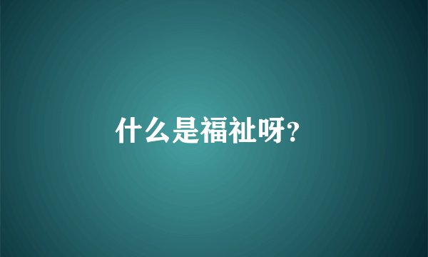 什么是福祉呀？