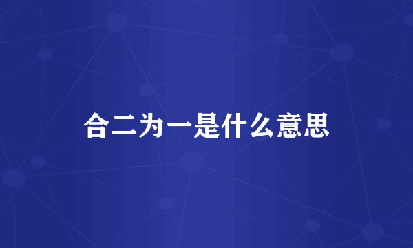 合二为一是什么意思
