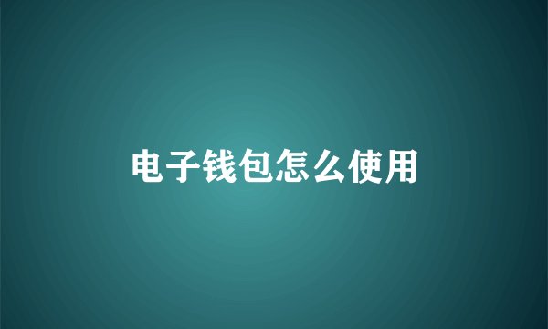 电子钱包怎么使用