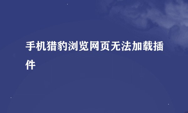 手机猎豹浏览网页无法加载插件