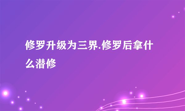 修罗升级为三界.修罗后拿什么潜修