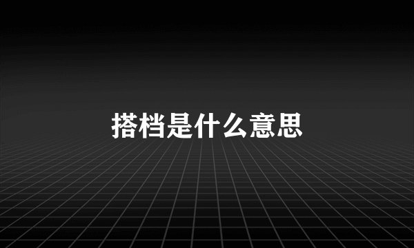 搭档是什么意思