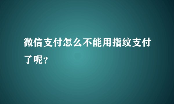 微信支付怎么不能用指纹支付了呢？