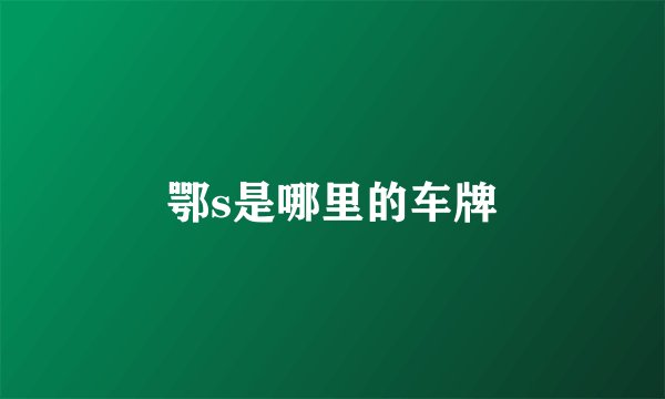 鄂s是哪里的车牌