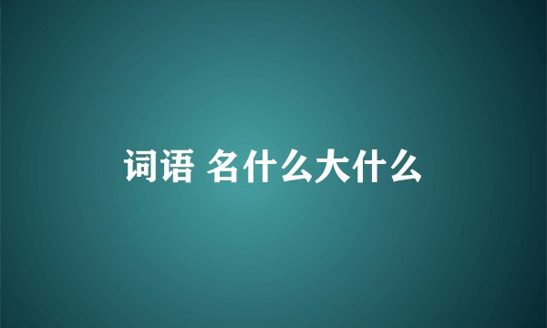 词语 名什么大什么