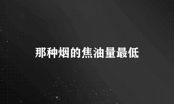 那种烟的焦油量最低