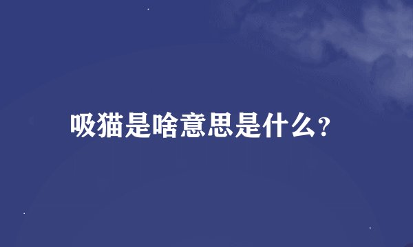 吸猫是啥意思是什么？