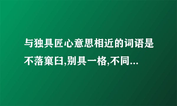 与独具匠心意思相近的词语是不落窠臼,别具一格,不同凡响中的哪一个呢?
