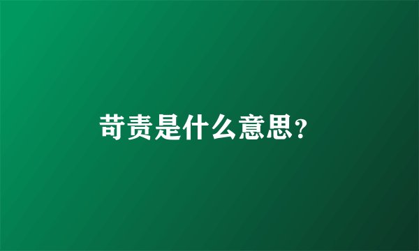 苛责是什么意思？