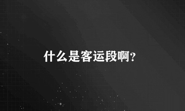 什么是客运段啊？