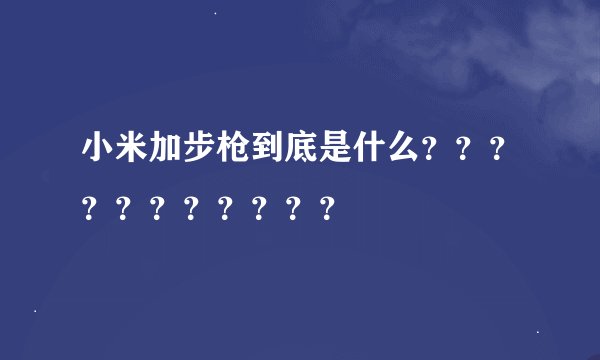 小米加步枪到底是什么？？？？？？？？？？？
