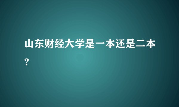 山东财经大学是一本还是二本？