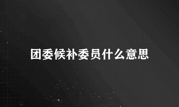 团委候补委员什么意思