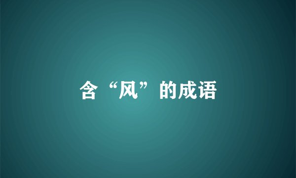 含“风”的成语