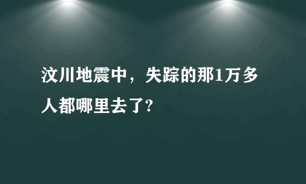 汶川地震中，失踪的那1万多人都哪里去了?