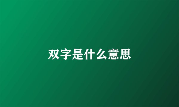双字是什么意思