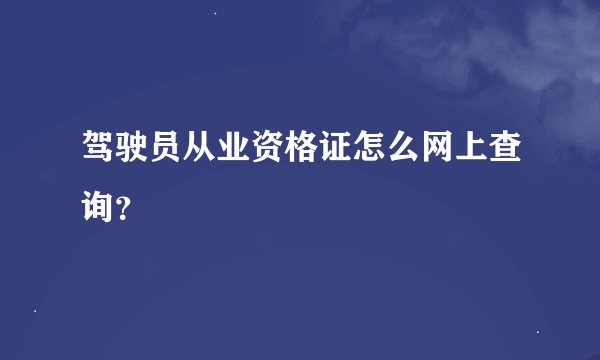 驾驶员从业资格证怎么网上查询？