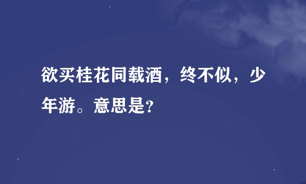 欲买桂花同载酒，终不似，少年游。意思是？