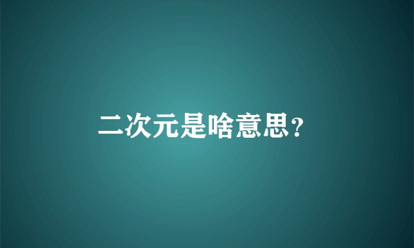 二次元是啥意思？