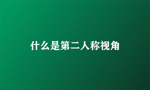什么是第二人称视角